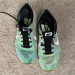 Nike Flyknit Multicolor Women’s Running Sneakers - Green/Black/White